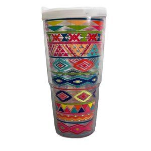 Tervis Tumbler Double Walled Travel Mug Aztec Print 24 oz Insulated